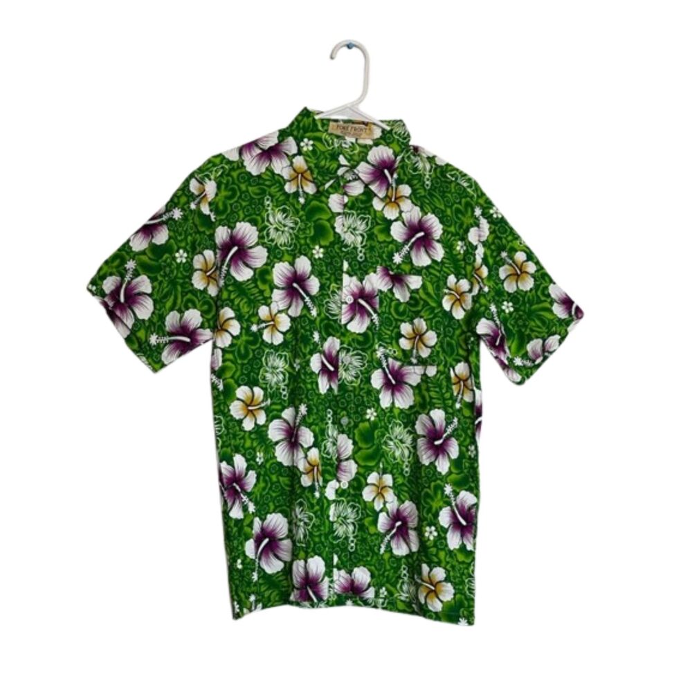 Fore Front Hawaiian Button Up Shirt Mens XL Aloha Tropical Floral Hibiscus Beach